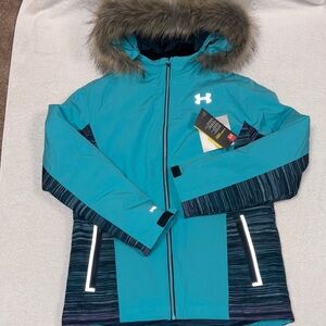 Under Armour corabelle breathtaking Blue faux fur winter parka girls xl nwt